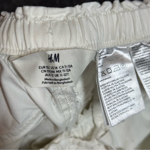 H&M Parachute Cargo Pants Size Youth 14 off White Baggy Leg Drawstring - Picture 6 of 8